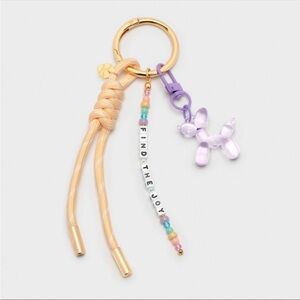 Little Words Project "Find the Joy" Beaded Bag Charm Keychain Balloon Dog NWT